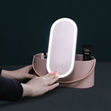 Travel Makeup Storage Box With LED Mirror